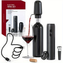TAIVODB 4-in-1 Electric Wine Opener Set with Rechargeable, Aerator & Auto Pourer, Foil Cutter & Vacuum Capper - USB-C Powered, One-Touch Operation, Cordless Electronic with Charging Cable & Gift Box - Ideal for Home, Restaurant