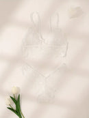 Comodo completo intimo da donna con fiocco frontale e spalline sottili, reggiseno e slip - Stile europeo e americano