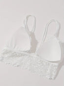 Comodo completo intimo da donna con fiocco frontale e spalline sottili, reggiseno e slip - Stile europeo e americano