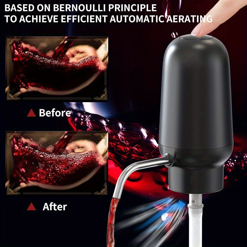 TAIVODB 4-in-1 Electric Wine Opener Set with Rechargeable, Aerator & Auto Pourer, Foil Cutter & Vacuum Capper - USB-C Powered, One-Touch Operation, Cordless Electronic with Charging Cable & Gift Box - Ideal for Home, Restaurant