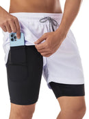 Men's 2-Layer Breathable Fitness Shorts - Quick Dry, Skin-Friendly, Drawstring Waist, Summer Sports Workout Shorts with Skull Print Pocket, Comfortable for Running and Gym, Gym Shorts | Shorts with