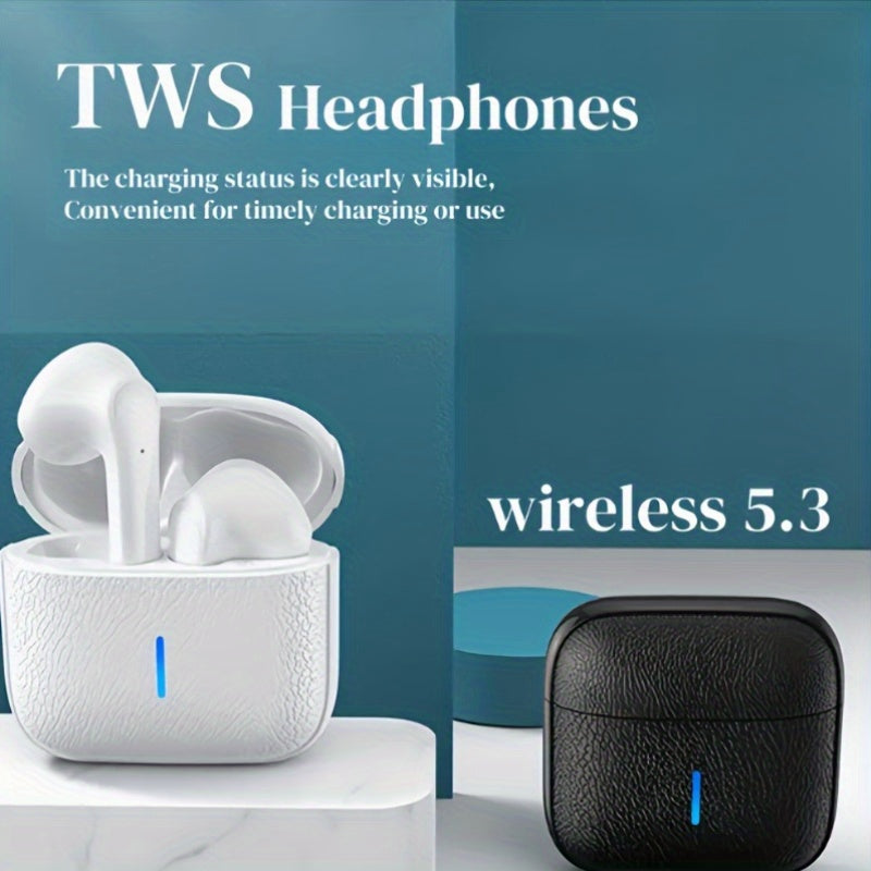 New in-ear wireless headphones, can create dual stereo, 5.3 wireless headphones, stable connection, with noise reduction for calls, USB-C charging, wireless connection, volume control, suitable for business, sports, game