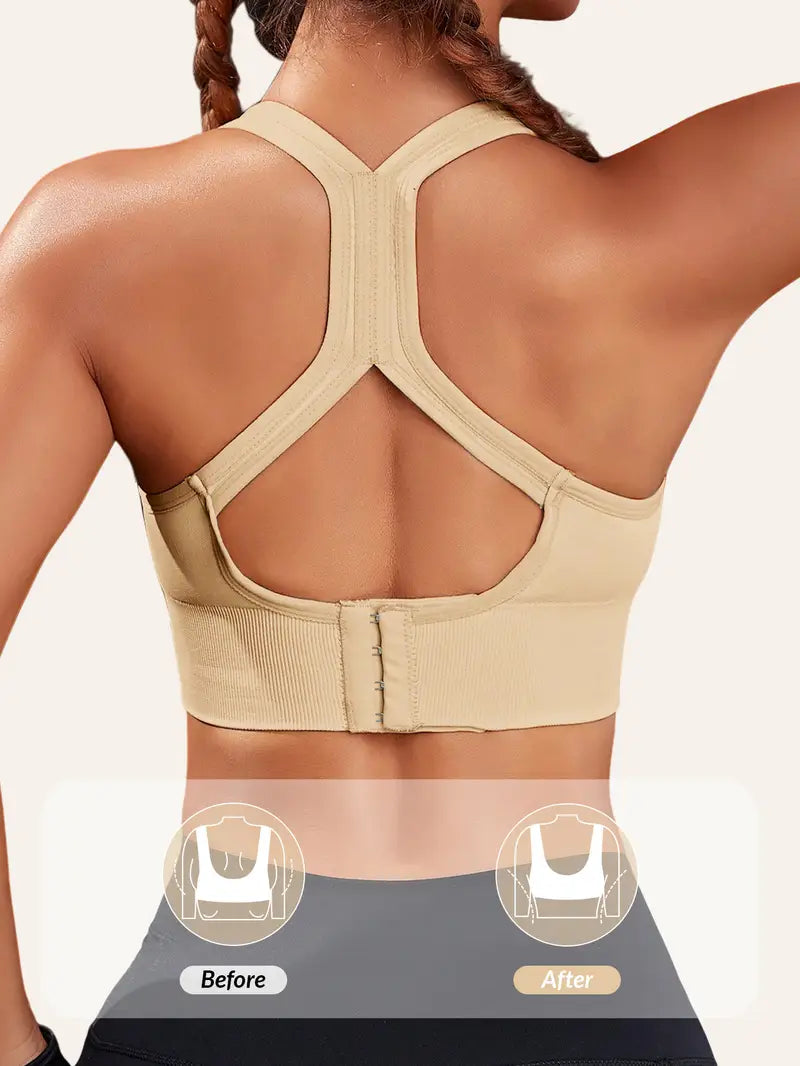 Light Blue Women's Push-Up Bra with Removable Pads - Breathable and Non-Slip Design for Gym, Yoga, Running - Backless and Strapless Top with Adjustable Straps, Yoga Clothing | Adjustable Straps Design | Comfortable Fit