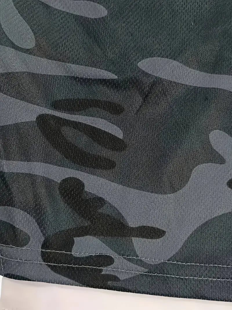 Men's 2-Layer Breathable Fitness Shorts - Quick Dry, Skin-Friendly, Drawstring Waist, Summer Sports Workout Shorts with Skull Print Pocket, Comfortable for Running and Gym, Gym Shorts | Shorts with