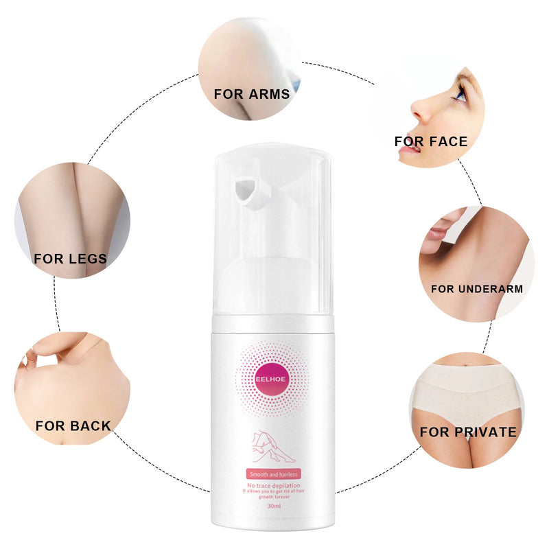 EELHOE Permanent Hair Removal Mousse Spray Armpit Legs Arms Hair Growth Inhibitor Mild Body Skin Smooth Painless Depilatory Foam&nbsp