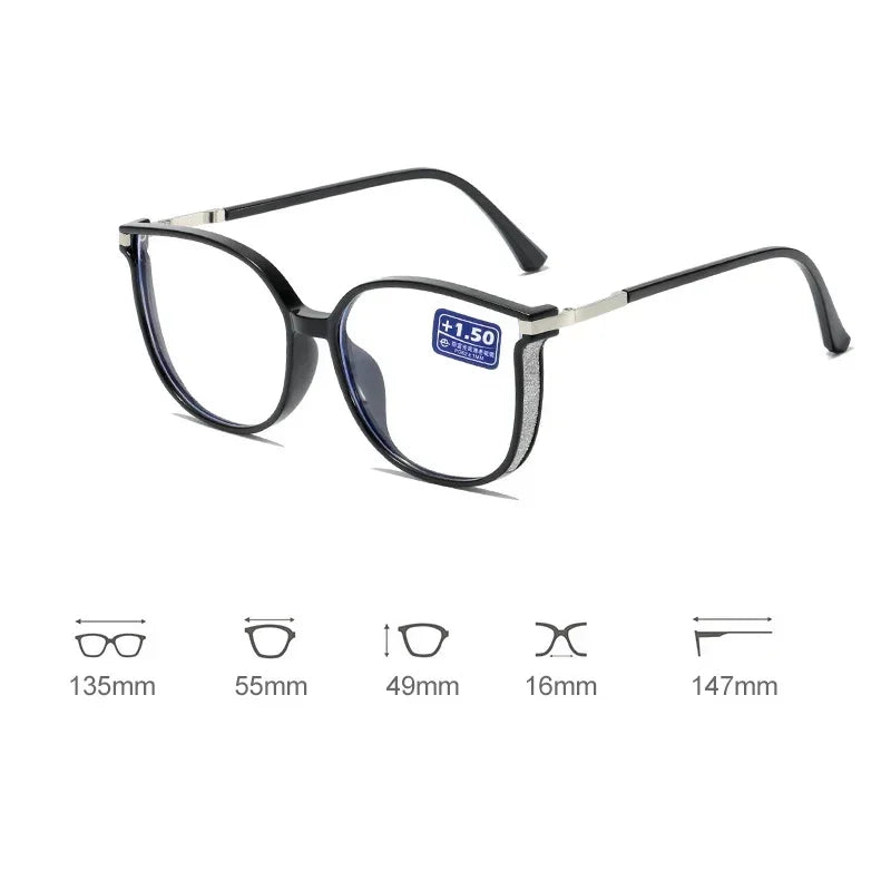 Women's Luxury Diamond Reading Glasses Men Oversized Cat Eye Far Sight Eyeglasses Blue Light