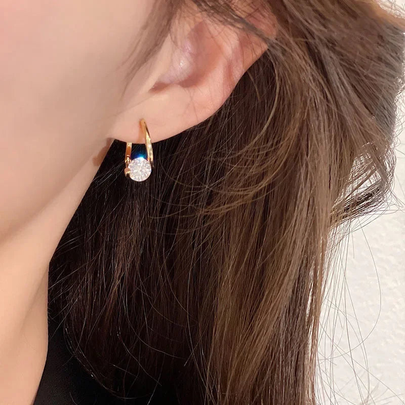 Dongdaemun Zircon Ear Cuffs Copper Gold Plated Simple Luxury Personality Female Fashion Earrings Versatile Jewelry