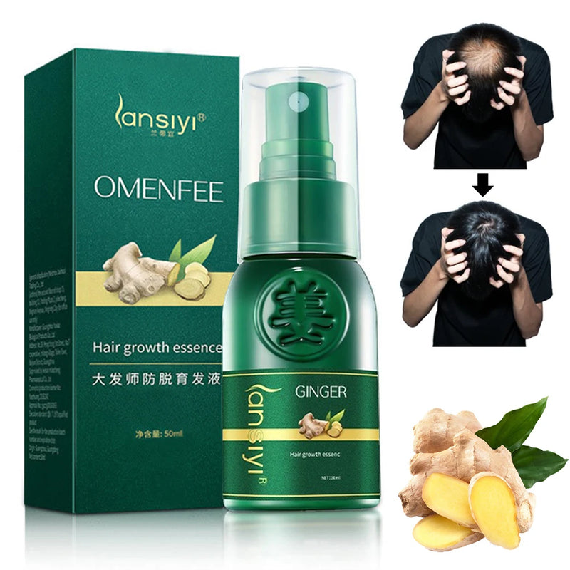 Ginger Hair Regrowth Serum Spray Nurturing Scalp and Effective Hair Thickening Hair Growth Spray for Women and Men 30ml