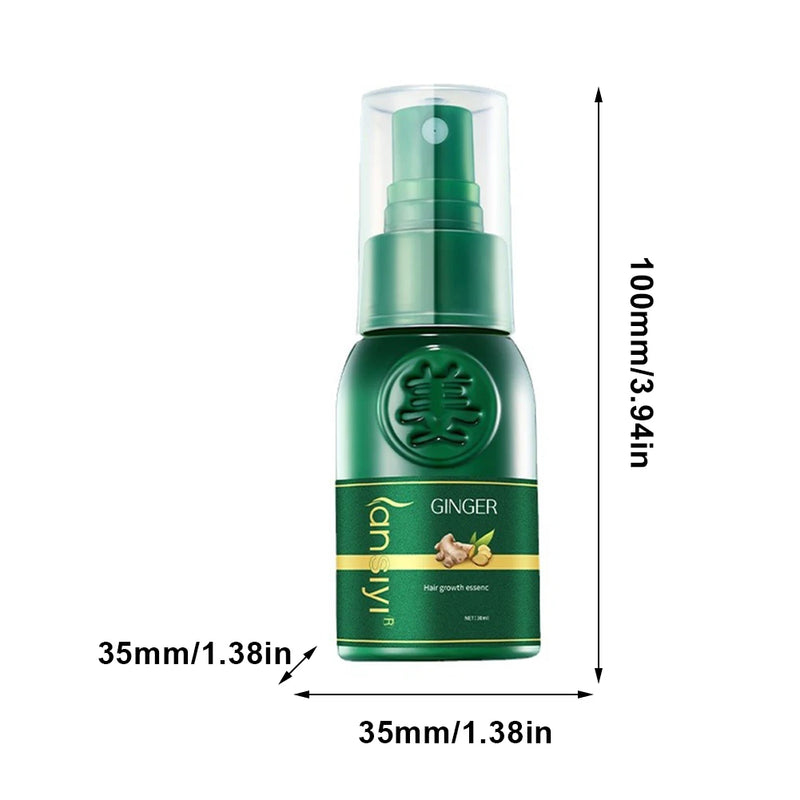 Ginger Hair Regrowth Serum Spray Nurturing Scalp and Effective Hair Thickening Hair Growth Spray for Women and Men 30ml