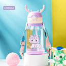 Borraccia per Bimbi ‘Antler’: Design Cartoon, Cannuccia Sicura e Portatile – Perfetta per Scuola e Outdoor