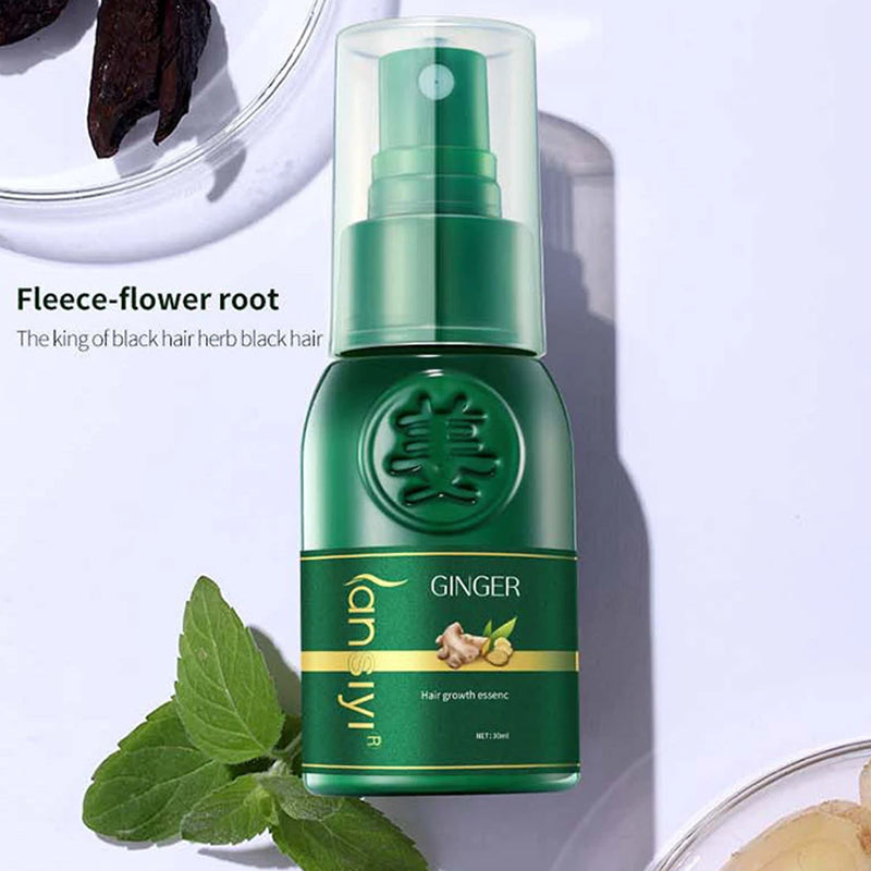 Ginger Hair Regrowth Serum Spray Nurturing Scalp and Effective Hair Thickening Hair Growth Spray for Women and Men 30ml