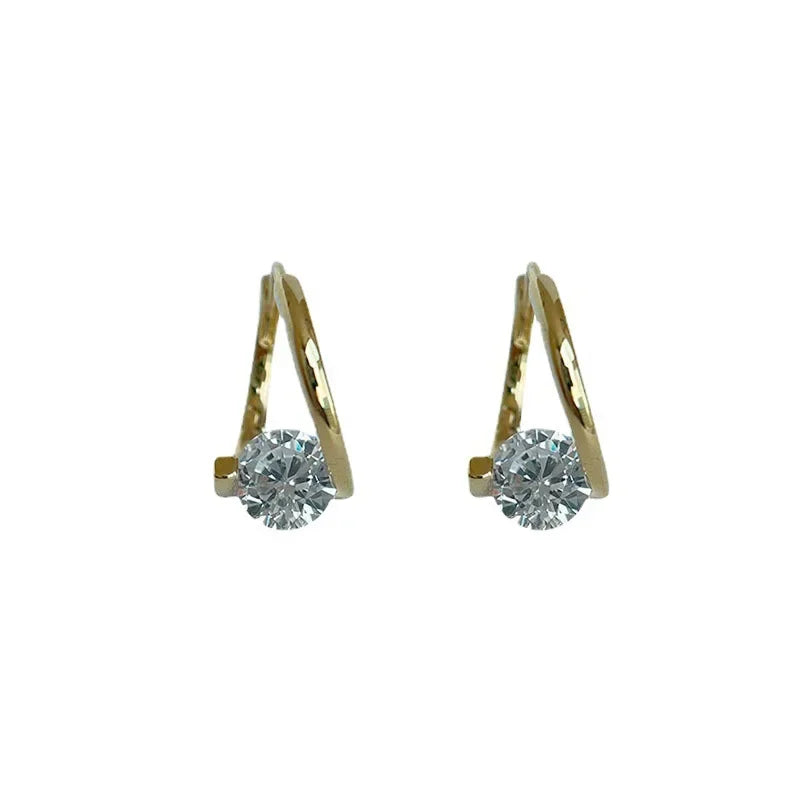 Dongdaemun Zircon Ear Cuffs Copper Gold Plated Simple Luxury Personality Female Fashion Earrings Versatile Jewelry