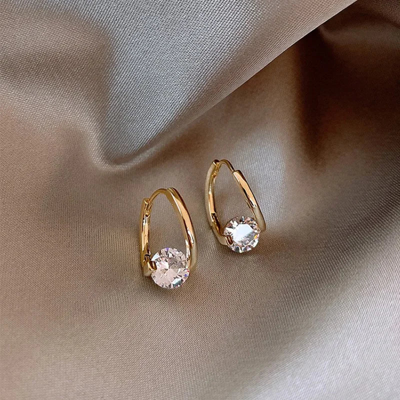 Dongdaemun Zircon Ear Cuffs Copper Gold Plated Simple Luxury Personality Female Fashion Earrings Versatile Jewelry