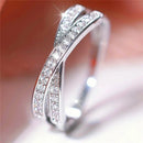 Anello da donna con zircone bianco e piccolo, in argento, con ciondolo a forma di croce, per fidanzamento e matrimonio, per donna