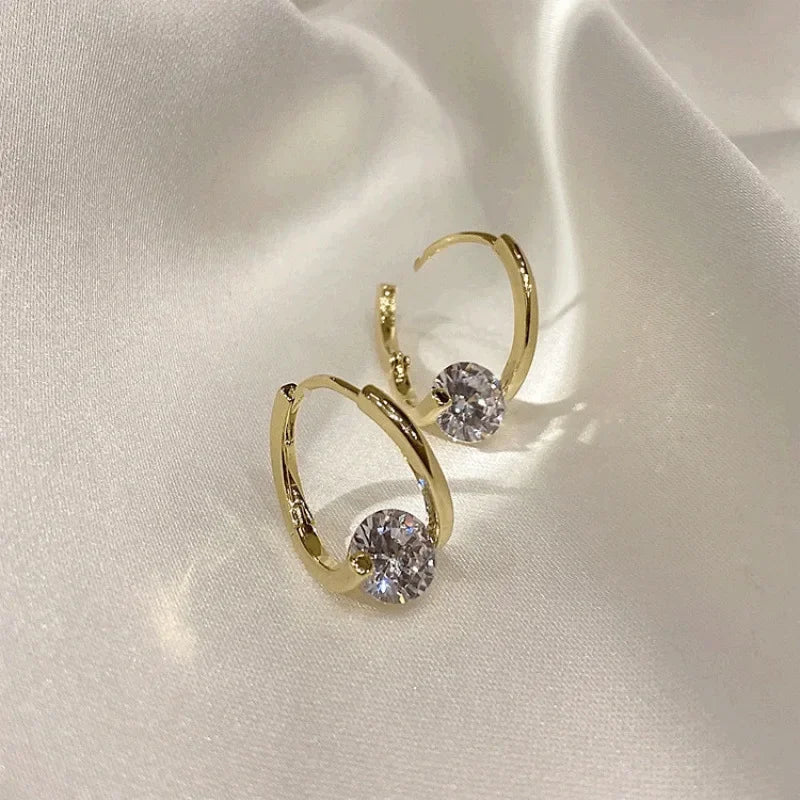 Dongdaemun Zircon Ear Cuffs Copper Gold Plated Simple Luxury Personality Female Fashion Earrings Versatile Jewelry