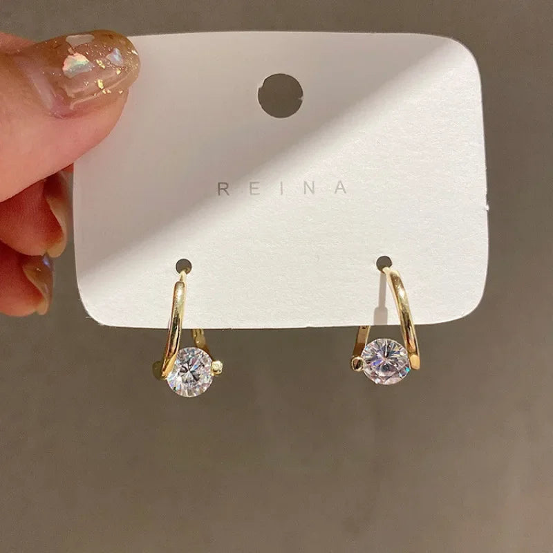 Dongdaemun Zircon Ear Cuffs Copper Gold Plated Simple Luxury Personality Female Fashion Earrings Versatile Jewelry
