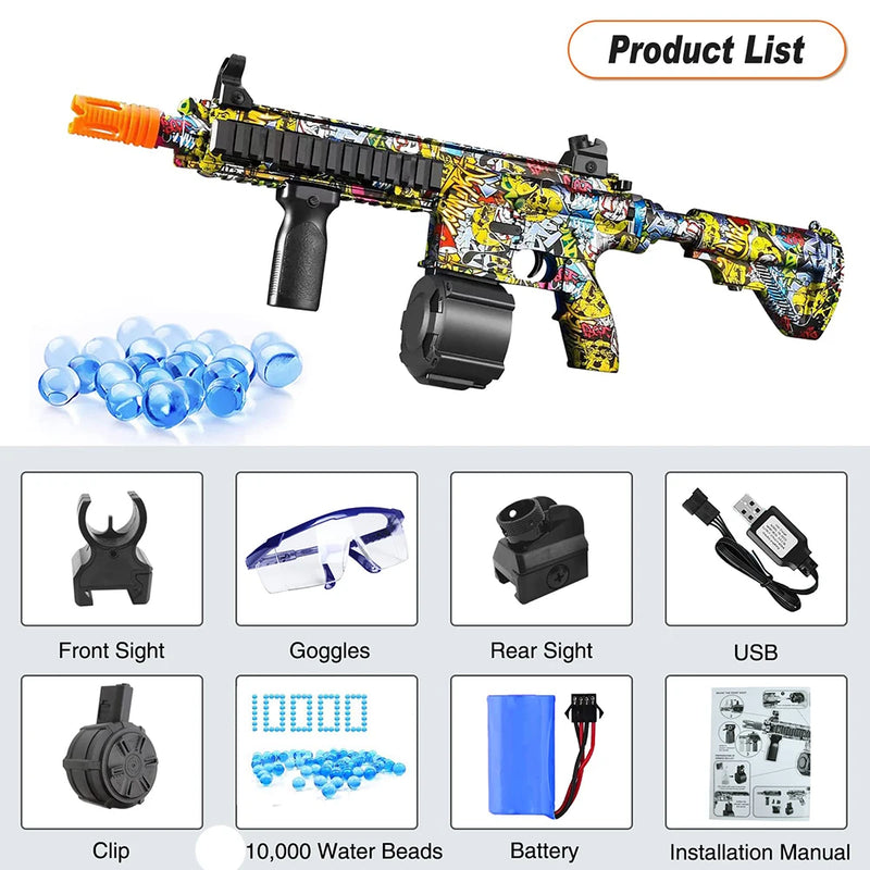 New Kids Outdoor Toys M416 Electric Splatter Gun Gel Ball With 10000 Eco-Friendly Water Beads Goggles