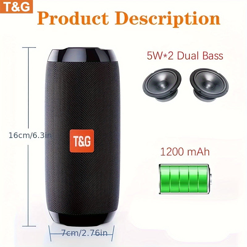 TG117 Wireless Loudspeaker, MusiBaby Loudspeaker, Outdoor, Portable, TF and Flash Disk Data Reading, Wireless 5.3, Loud Sound, Vibrant Loudspeaker with Bass, Larger Volume and Longer Life