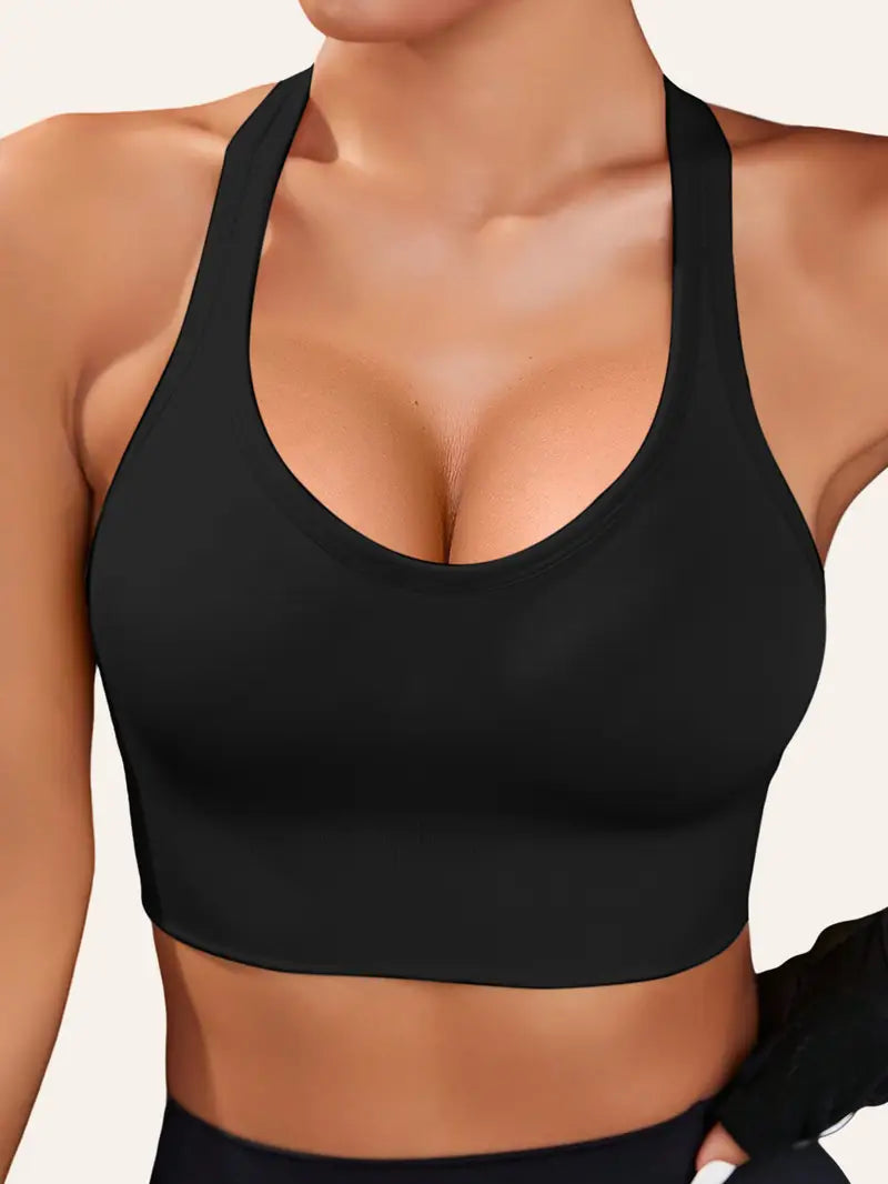 Light Blue Women's Push-Up Bra with Removable Pads - Breathable and Non-Slip Design for Gym, Yoga, Running - Backless and Strapless Top with Adjustable Straps, Yoga Clothing | Adjustable Straps Design | Comfortable Fit