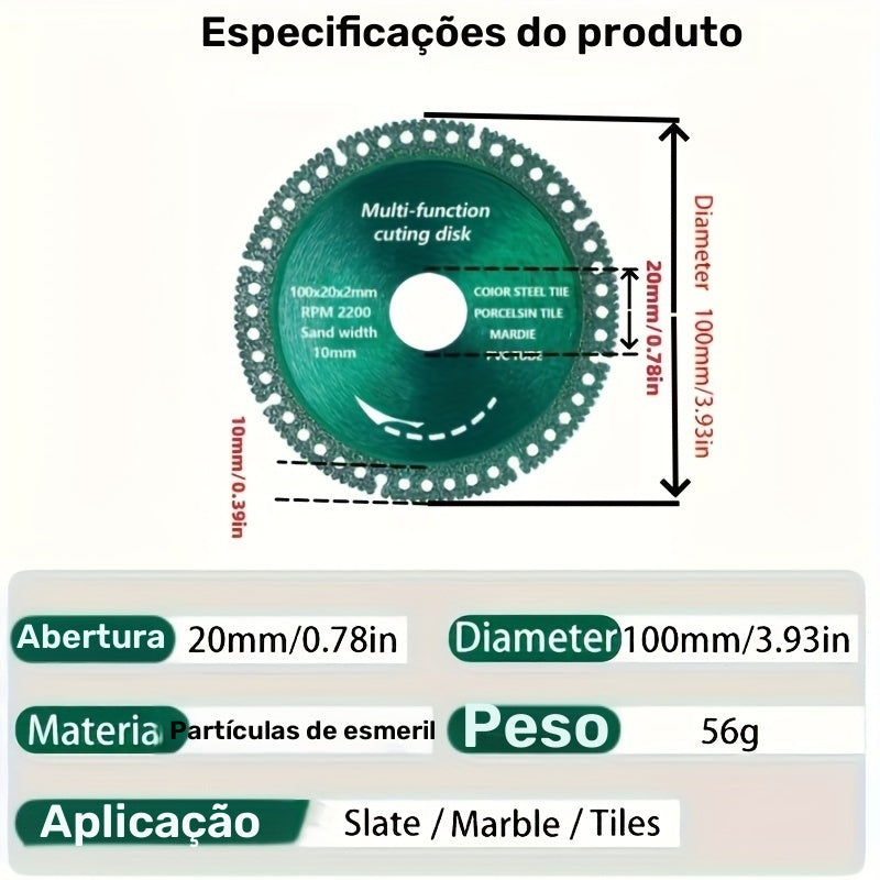 4inch/100mm Super Hard Diamond Multi-Function Circular Saw Blade for Metal, Tile, Stone, Marble, Pipe and Wall Splitting