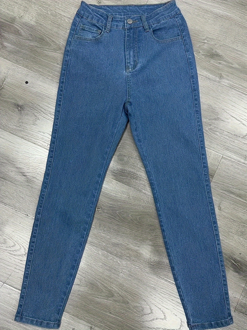 Women's High Waist Skinny Pants - Non-See-Through Stretch Jeans with Button Closure, Slim-Fit Trousers for Casual and Formal Looks, Comfortable Fit for All Seasons by CHENGYUJS, Versatile Wardrobe Piece, Sleek Silhouette, Con