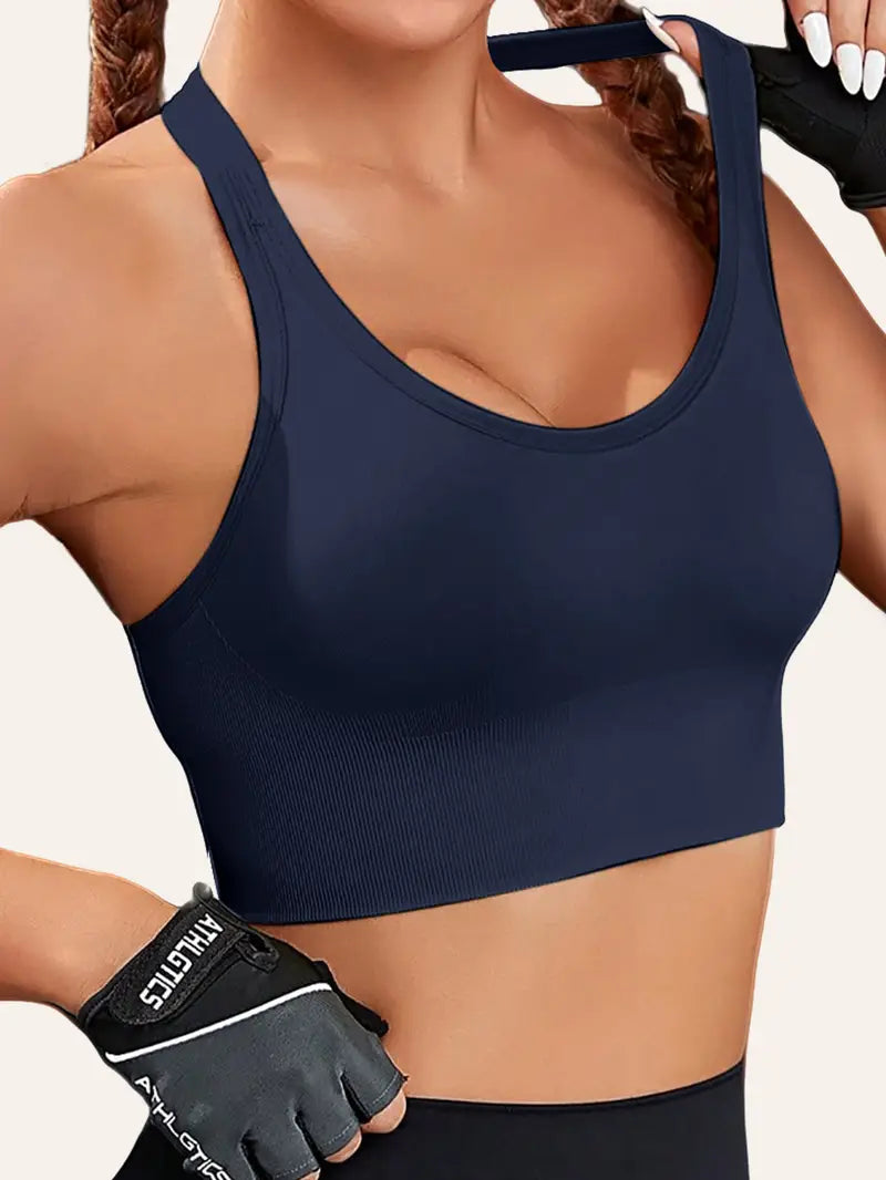 Light Blue Women's Push-Up Bra with Removable Pads - Breathable and Non-Slip Design for Gym, Yoga, Running - Backless and Strapless Top with Adjustable Straps, Yoga Clothing | Adjustable Straps Design | Comfortable Fit