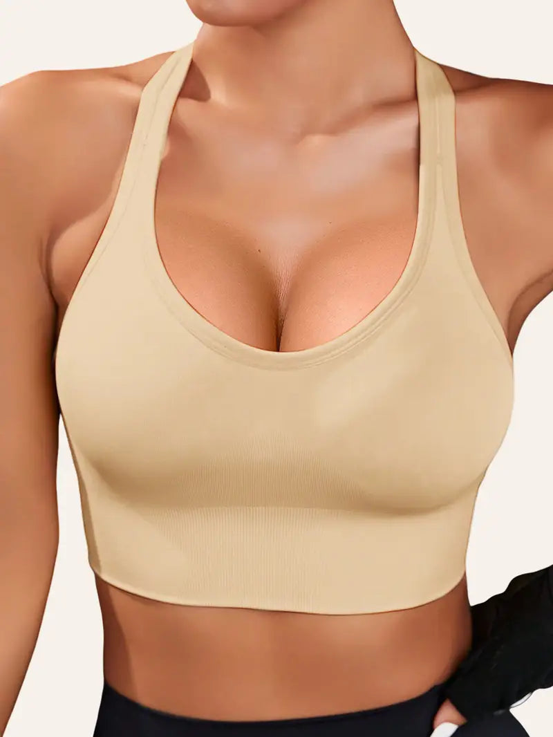 Light Blue Women's Push-Up Bra with Removable Pads - Breathable and Non-Slip Design for Gym, Yoga, Running - Backless and Strapless Top with Adjustable Straps, Yoga Clothing | Adjustable Straps Design | Comfortable Fit