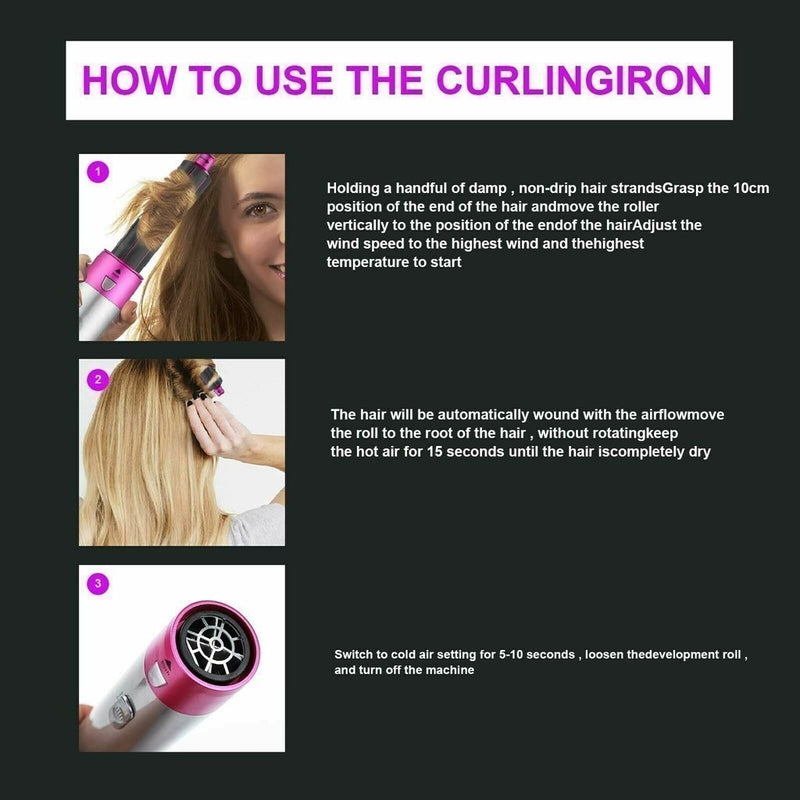5 in 1 Professional Hair Dryer Brush Straightener Curler